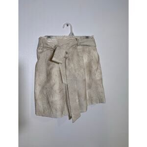 NWOT ANTONIO MELANI PerlaTropical Floral Print White Pleated Women Shorts SZ 0